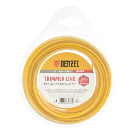 Леска для триммера DENZEL 96163, 2 мм x 15 м, треугольная