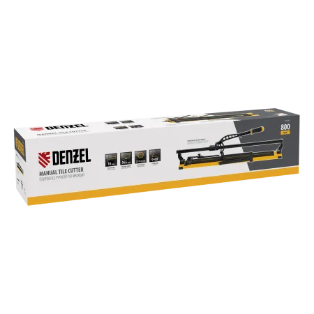 Плиткорез рельсовый DENZEL 800х16мм, каретка на подш., стальная станина, усил. рукоятка-пенал