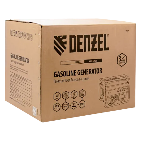 Генератор бензиновый DENZEL GE 6900, 5.5 кВт, 220 В/50 Гц, 25 л, ручной старт