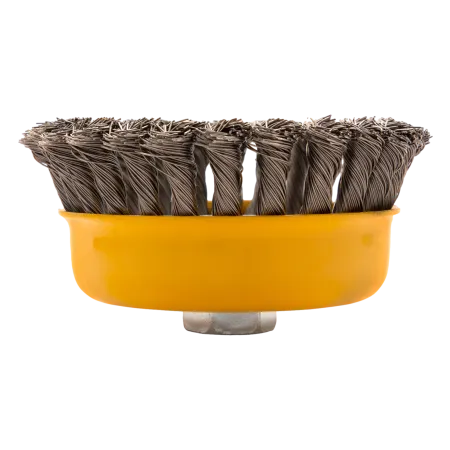 Щетка для УШМ DENZEL 746273, 125 мм, «чашка», крученая нержавеющая проволока 0.5 мм, М14