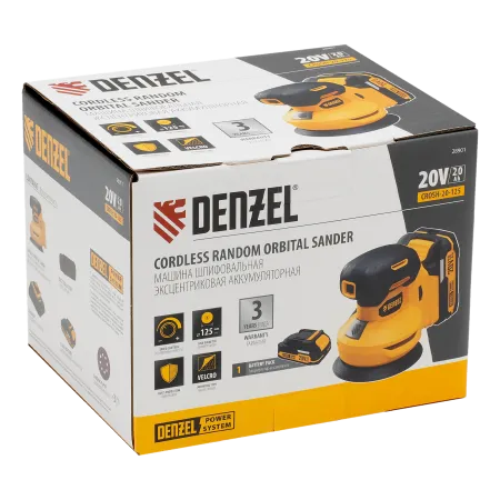 Машина шлифовальная эксцентриковая аккумуляторная DENZEL CROSH-20-125, Li-Ion, 20 В