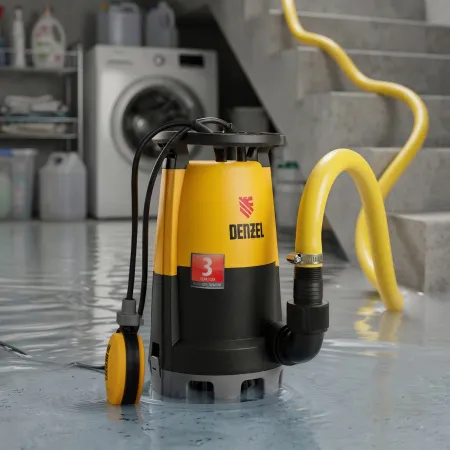 Дренажный насос DENZEL DP600S для чистой и грязной воды, 600 Вт, напор 7 м, 13000 л/ч