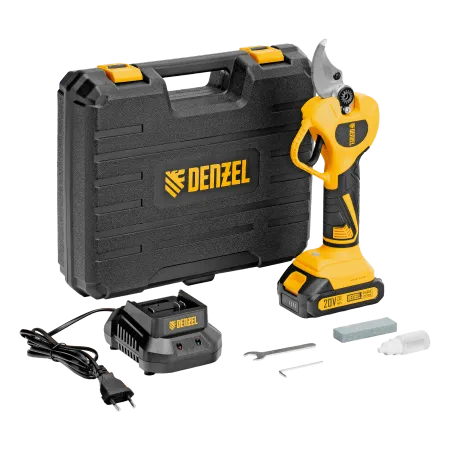 Секатор аккумуляторный, бесщет. DENZEL, CP-40BL, Li-Ion, 20 В, лезвия SK5