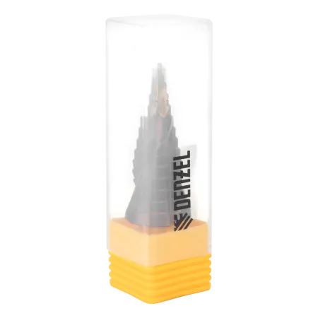 Сверло ступенчатое DENZEL, 6-8-10-12-14-16-18-20-22-24-26-28-30мм, Р6М5К5, 6-гр. хвостовик