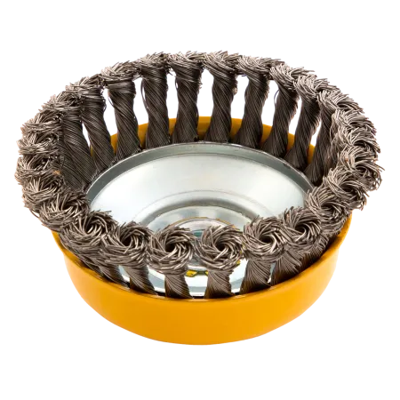 Щетка для УШМ DENZEL 746273, 125 мм, «чашка», крученая нержавеющая проволока 0.5 мм, М14