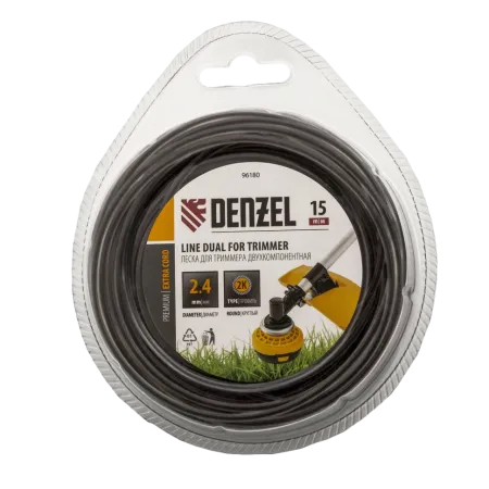 Леска для триммера DENZEL Extra Сord 96180, 2.4 мм x 15 м, круглая