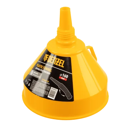 Воронка пластиковая DENZEL 160 мм с металлическим ситом и гибким наконечником