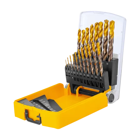 Набор сверл по металлу DENZEL, 1-10 мм, Р6М5К8-TiN, Golden Tip, 19 шт