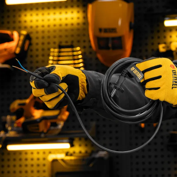 Шнур сетевой Energy Series DENZEL, ПВС, 3 м, 2 x 1 мм, с неразборной вилкой, черный