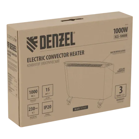 Конвектор электрический DENZEL XCE-1000 B, 230 В, 1000 Вт, X-образный нагреватель