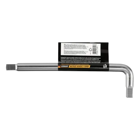 Вороток Г-образный DENZEL 200*50 мм, квадрат 3/8", CrV, матовый хром