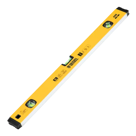 Уровень алюминиевый DENZEL магнит., фрезерованный, 3 глазка (1 зеркал.), 0,5 мм/м, 600 мм