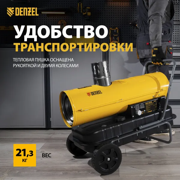 Дизельная тепловая пушка DENZEL NHG-20i, 20 кВт, 600 м3/ч, непрямой нагрев, цифровой термостат