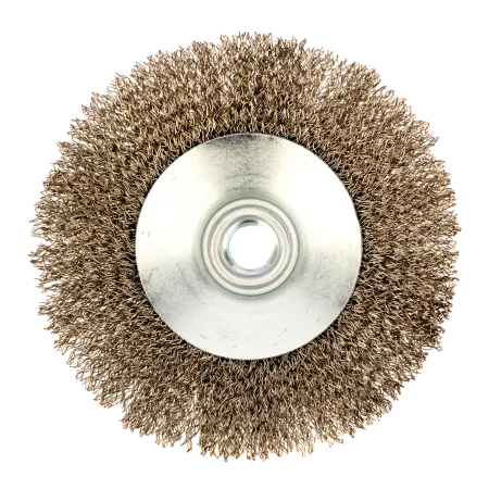 Щетка для УШМ DENZEL 746163, 125 мм, «тарелка», витая нержавеющая проволока 0.3 мм, М14