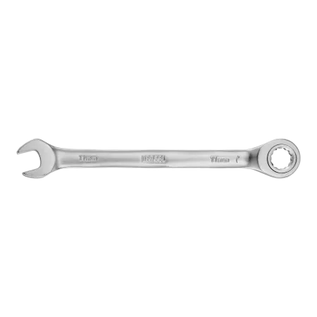 Ключ комбинированный трещоточный DENZEL, 11 мм, CrV, матовый хром