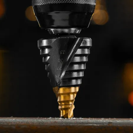 Сверло ступенчатое DENZEL, 9-12-15-18-21-24-27-30-33-36 мм, Р6М5, 6-гр. хвостовик