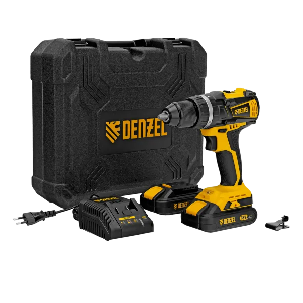 Дрель-шуруповерт аккумуляторная ударная бесщет DENZEL CIDB-IB-18-02, Li-Ion, 18 В, 2 акк.