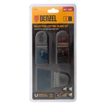 Набор насадок для МФИ DENZEL 782403 по дереву и металлу, 3 шт.