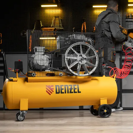 Компрессор воздушный DENZEL BCI4000-T/100, 4.0 кВт, ременный привод, 100 литров, 690 л/мин