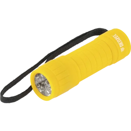 Светодиодный фонарь DENZEL 92613, желтый корпус с мягким покрытием, 9 Led, 3 х ААА