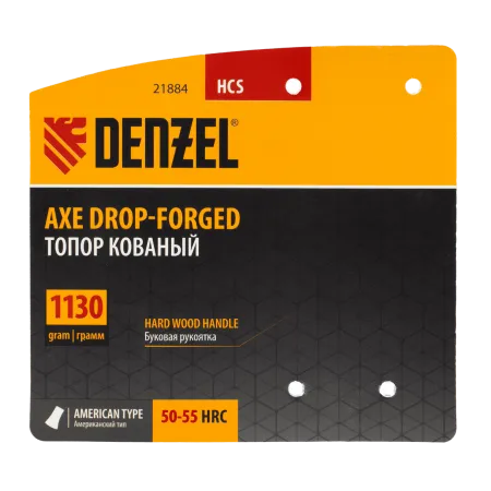 Топор кованый DENZEL 1130 г, американский тип, буковая рукоятка, 430мм, EFP