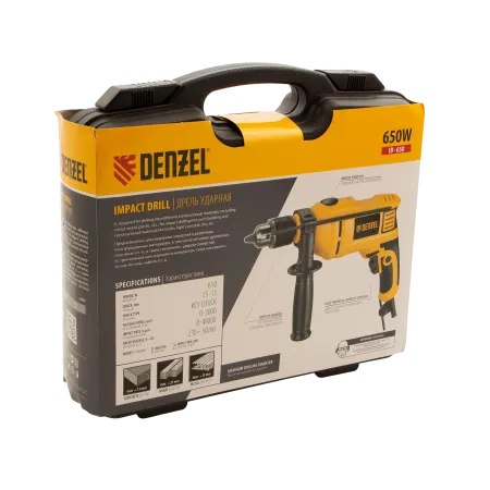 Ударная дрель DENZEL ID-650, 650 Вт, 0-3000 об/мин, 48000 уд/мин