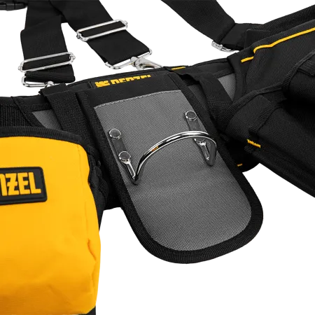 Пояс монтажника усиленный DENZEL с лямками, сумки поясные, держатель для молотка