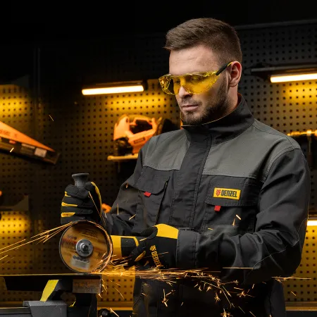 Очки защитные DENZEL открытые, поликарбонатные, увеличенная желтая линза, регулируемые дужки