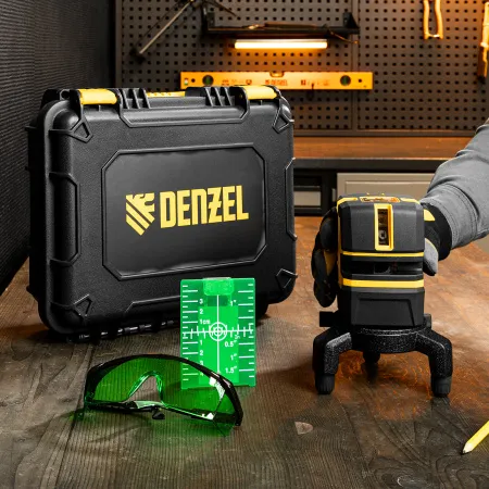 Лазерный уровень DENZEL LX 06 Green, 30 м, 520 нм, аккумулятор Li 5200 mAh, резьба 5/8