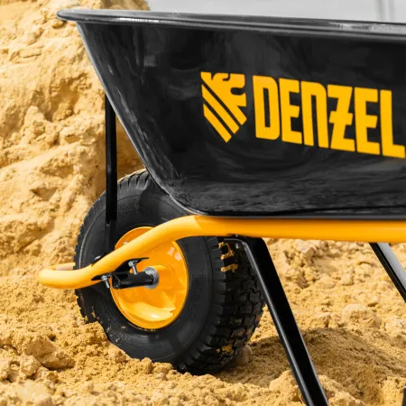 Тачка строительная DENZEL, усиленная, объем 130 л, 230 кг, колесо 15х6.00-6