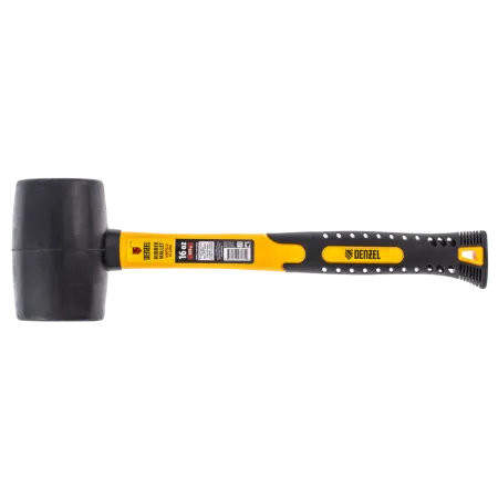 Киянка резиновая DENZEL 16 oz, черная резина, фибергласовая рукоятка