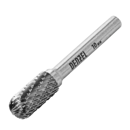 Борфреза по металлу DENZEL твердосплавная, цилиндрическая закругленная, тип-С, 10 мм