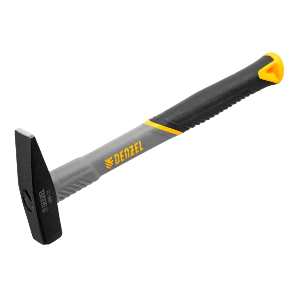 Молоток слесарный DENZEL 200 г, кованый, фибергласовая  рукоятка c TPR покрытием