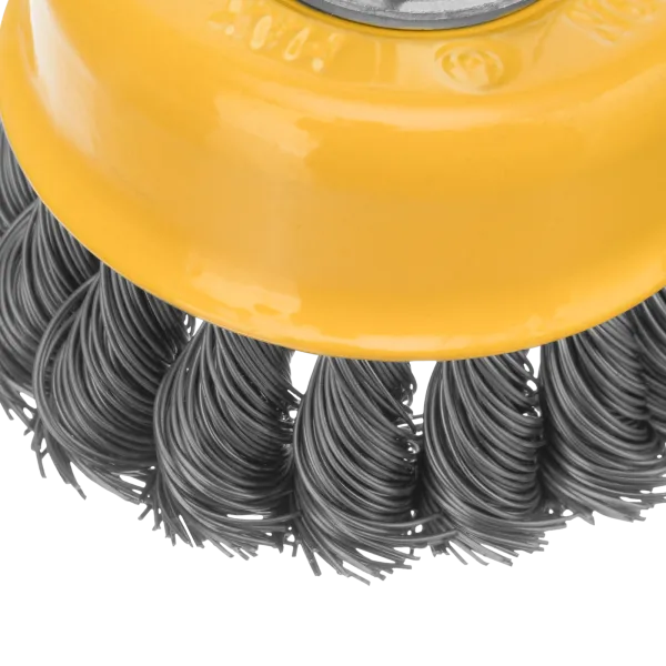 Щетка для УШМ DENZEL 746243, 75 мм, «чашка», крученая нержавеющая проволока 0.5 мм, М14