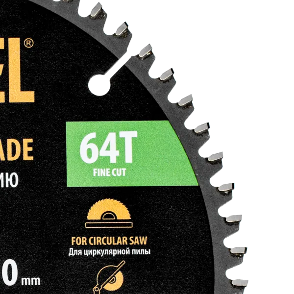 Пильный диск по алюминию DENZEL ф190 х 30 мм, 64 зубьев