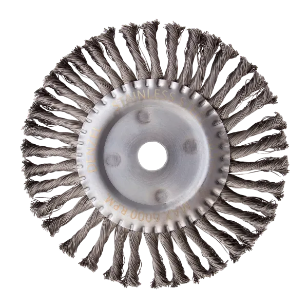 Щетка для УШМ DENZEL 746383, 200 мм, «плоская», крученая нержавеющая проволока 0.5 мм, посадка 22.2 мм