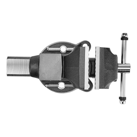 Тиски слесарные DENZEL BVH-100, 100 мм, поворотные, стальная направляющая, с наковальней