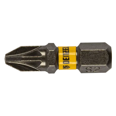 Бита DENZEL PZ2х25, сталь S2, шестигранный профиль, 10 шт. Е 6,3