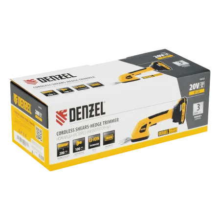 Ножницы-кусторез аккумуляторные DENZEL GS-20, Li-Ion, 20 В