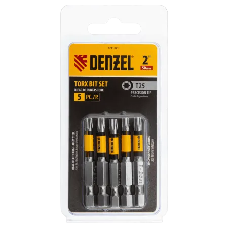 Набор бит DENZEL T25x50, 5 шт.
