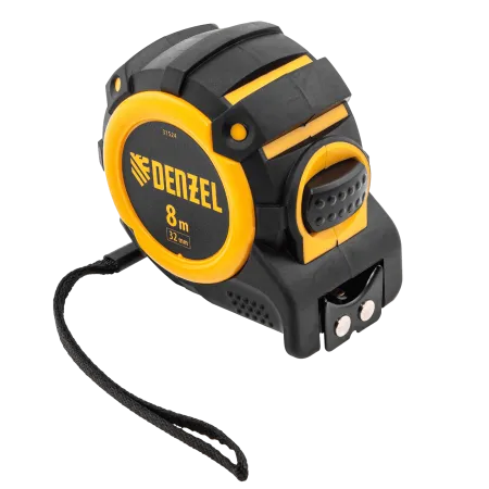 Рулетка DENZEL 31524 8м х 32мм, автоматич. фиксац., нейлон. покрытие, магнит. зацеп, двухстор. разметка