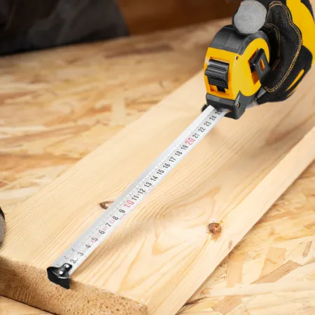 Рулетка DENZEL 8м х 25мм, двухкомп. корпус, кнопка-пауза