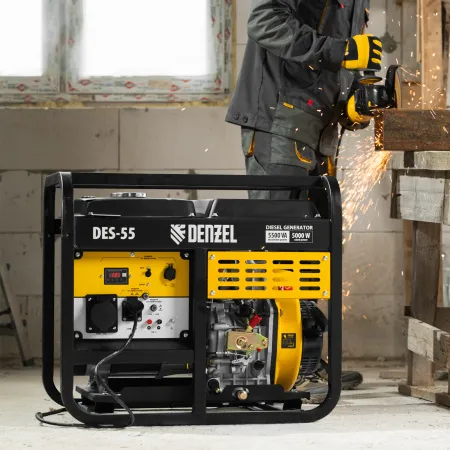 Генератор дизельный DENZEL DES-55, 5,5 кВт, 230 В, 11 л, ручной стартер
