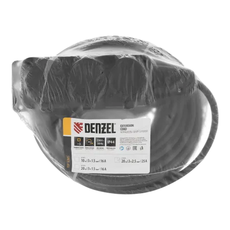 Удлинитель-шнур силовой Top Series DENZEL, КГТТ, 20 м, 3 розетки, 3 x 2,5 мм