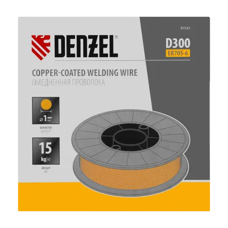 Омедненная проволока Denzel ER70S-6, диам. 1 мм, 15 кг, диам. катушки D300