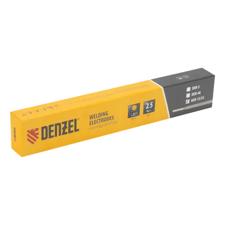 Электроды DENZEL DER-13/55, диам 3 мм, 2,5 кг., основное покрытие