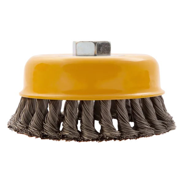 Щетка для УШМ DENZEL 746273, 125 мм, «чашка», крученая нержавеющая проволока 0.5 мм, М14