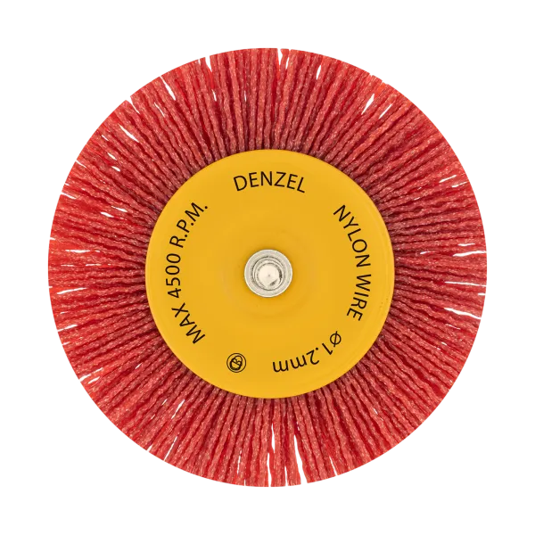 Щетка для дрели DENZEL, 100 мм, Плоская, со шпилькой, нейлоновая щетина