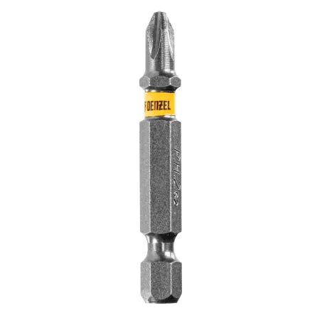 Бита DENZEL PH2х50, сталь S2, 10 шт., Е 6,3, шестигранный профиль, отрывная упаковка