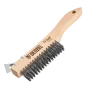 Щетка зачистная 4-х рядная DENZEL, проволока из нержавеющей стали с деревянной ручкой скребок, EFP